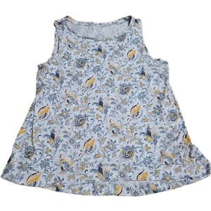 LOFT Vintage Soft Sleeveless Tank Top Women's Size M Gray Blue Floral Print